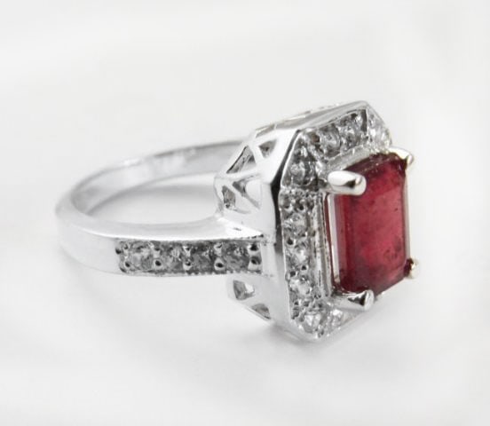 Natural Ruby: 2.14CT Diamond: .22 CT Ring W/G - 5