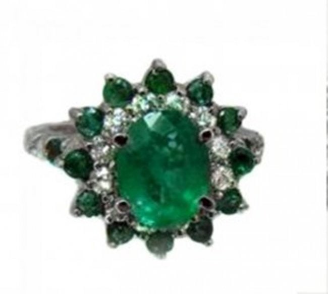 Anniversary Emerald Diamond Ring 4.31Ct 14k White Gold (1 of 3)
