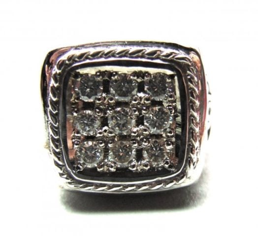 Antique Men Diamond Ring 1.08Ct 14k W/g SZ 9: Antique Men Diamond Ring Quality: 1 Total Diamond Weight: 1.08 carat round Brilliant 9 Pieces (Clarity: SI-1, Color: H, Treatment: None) Material: 14k solid white gold and (12.57grm) Size: 9 Gander: M