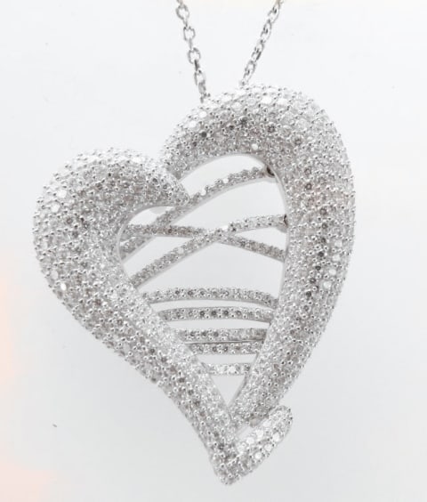 Creation Diamond Heart Pendant 4.80Ct 18k W/g Overlay (1 of 5)
