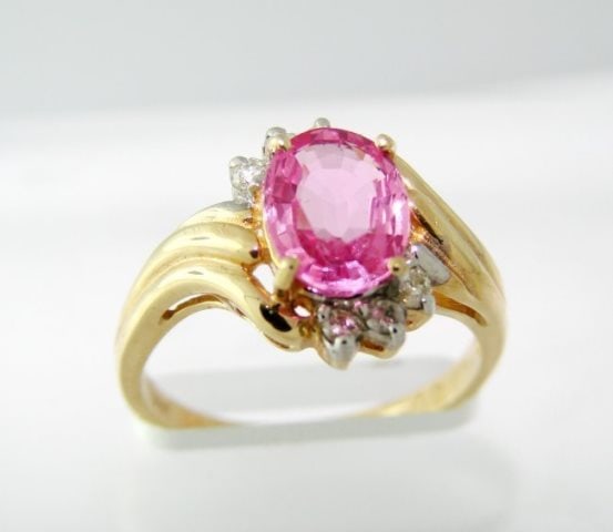 Pink Sapphire Diamond Ring 1.88Ct 14k Yellow Gold (1 of 3)