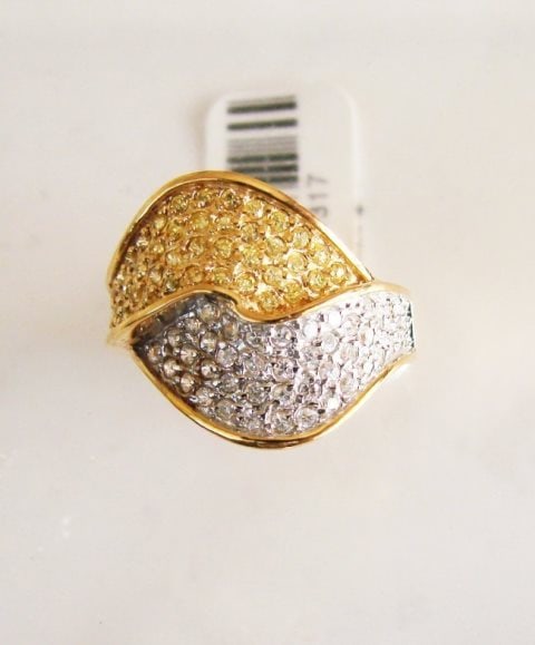 Creation Diamonds Ring 1.00Ct 18k W-Y/g Overlay: Gem Type: Creation, Diamond Yellow /White Qty: 1 Item: Ring (Size: 7) Stones Weight: 1.00carat Round Brilliant Clarity: VVS1, Color: D 18k White and Yellow gold overlay of 925 silver (Weight: 6. Grams