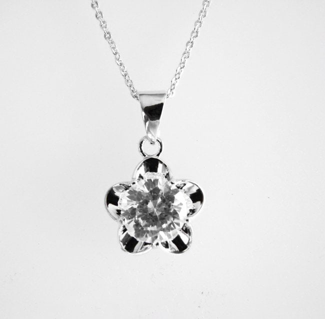Creation Diamonds Pendant 2.15Ct 18k W/g Overlay: Gem Type: Creation Diamonds High Quality Item: Pendant Center Weight: 2.15 carat Round Brilliant Clarity: VVS, Color F Setting name: Prong 18k White gold overlay 925 silver Weight: 3.20 grams Length: 