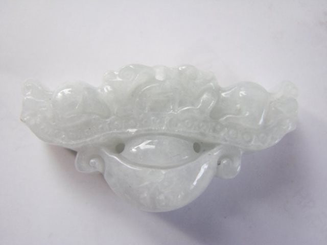 Natural White Jade Loose Pendant Carve Squirrel (1 of 6)