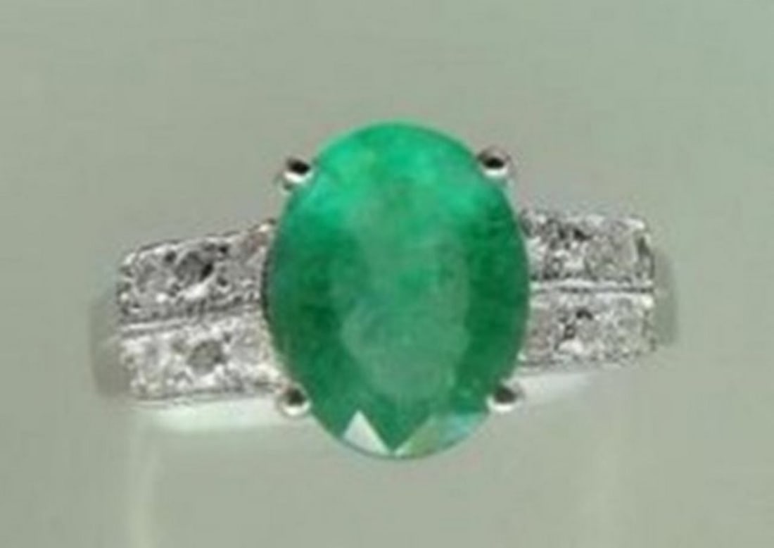 Ring Natural Columbia Emerald Diamond 1.92Ct 14k W/g (1 of 4)