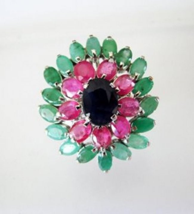 Natural Multicolor Ring 12.64Ct 18k W/g Overlay (1 of 4)