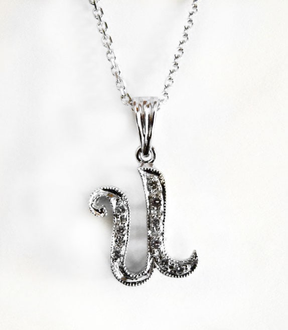 Initial Pendant 'U' Diamond .09Ct 14k W/g (1 of 3)