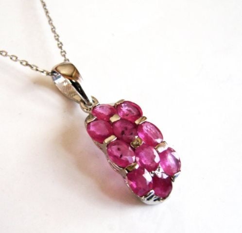 Natural Ruby Pendant 8.10Ct 18k W/g Overlay - 2