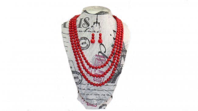 3 Lays Bead Coral Set Size: 6mm whit 925 Box Clasp (1 of 2)