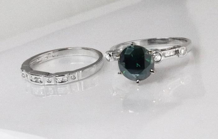 Natural Diamond Moissanite Wedding Ring 2.12Ct 18k W/g