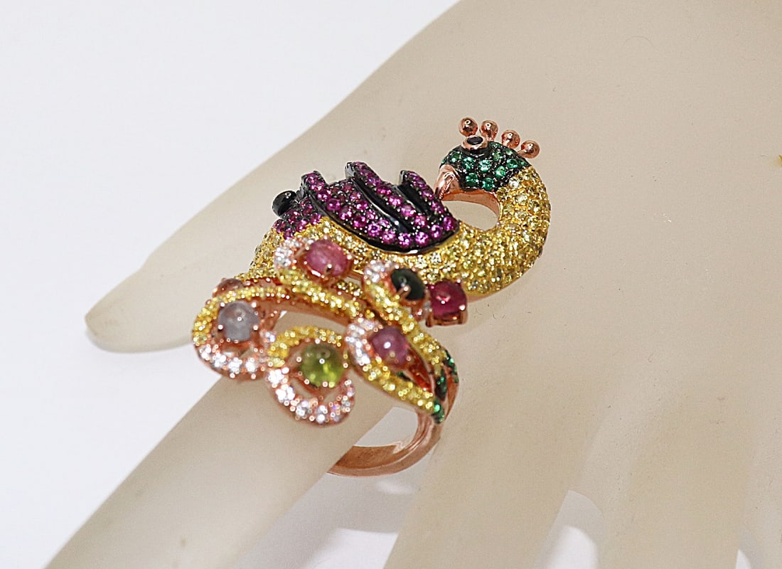 Multi-Color Creation: Diamond Ring 3.55 Carat 14k R/g Overlay 925 Silver (1 of 4)