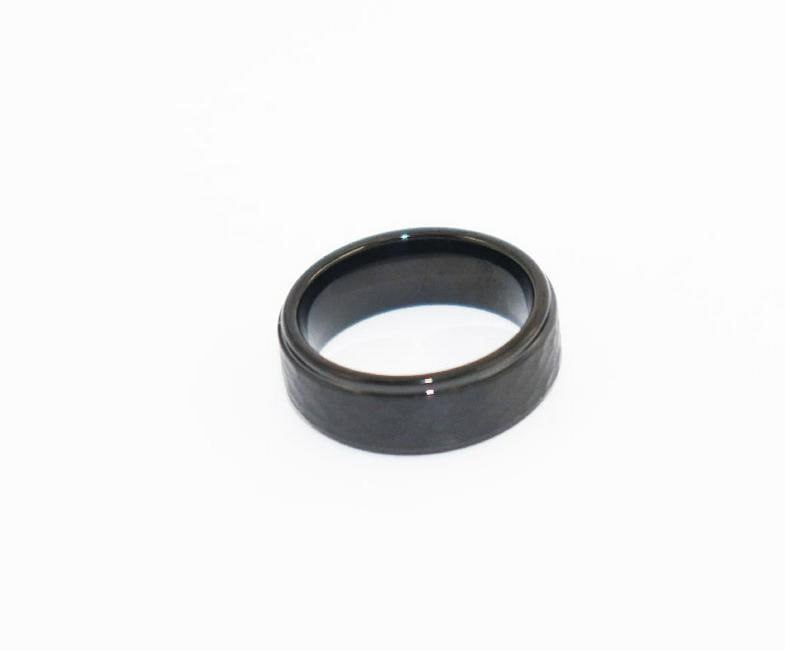 Man?s Tungsten Ring Size 10 Black: Item: Tungsten Comfort Ring, Size: 10, Width: 8mm Black IP Plated Hammered Center with Stepped Edge Condition: New