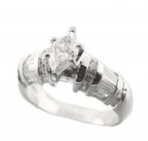 Anniversary Diamond Ring 1.89 Carat 14k W/g: Gem Type: Natural Diamond Total Weight: 1.89 carat Center: 1.08 carat marquise shape ( Clarity: SI-1 to SI-2, Color: H Treatment: Enhanced ) Mounting: .81 carat diamond 18 pieces round, 10 pieces