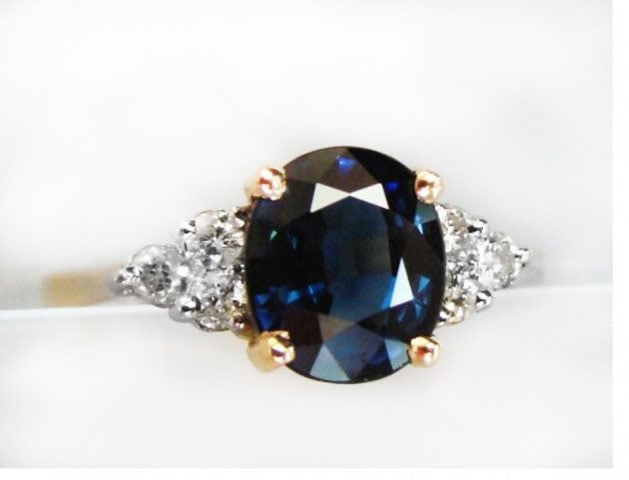 Blue Sapphire Diamond Ring 1.64Ct & Dia: .18Ct 14k Yg (1 of 3)
