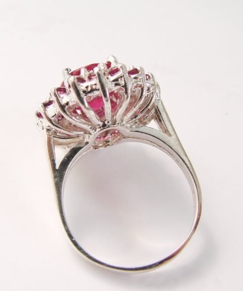 Ruby: 5.32 Diamond: .72CT Ring 14k White Gold - 5