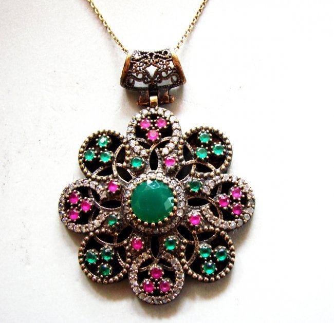 Multi-Color Pendant 8.12 Carat 18k Overlay
