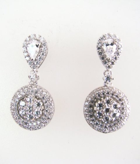 Creation Diamond Earrings 2.00Ct 18k W/g Overlay: Gem Type: Diamonds Creation High Quality Item Item:Earrings Weight: 2.00 carat Pear and Round Brilliant (Clarity: VVS-Color F) Setting name: Micro Pave Metal: 18k white gold overlay 925 silver Weight: