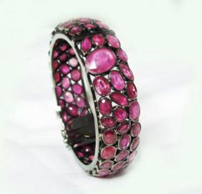 Natural Gems Ruby Bangle 110.67Carat 18k B/g Overlay - 2