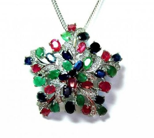 Natural Gems Multicolor Pendant 15.02 Carat 18k W/g Overlay (1 of 2)