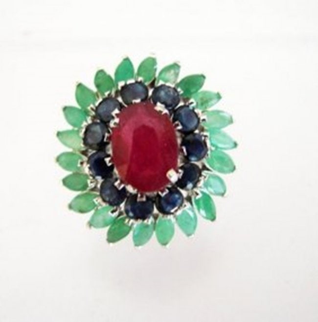 Natural Multicolor Ring 8.24Ct 18k W/g Overlay (1 of 4)