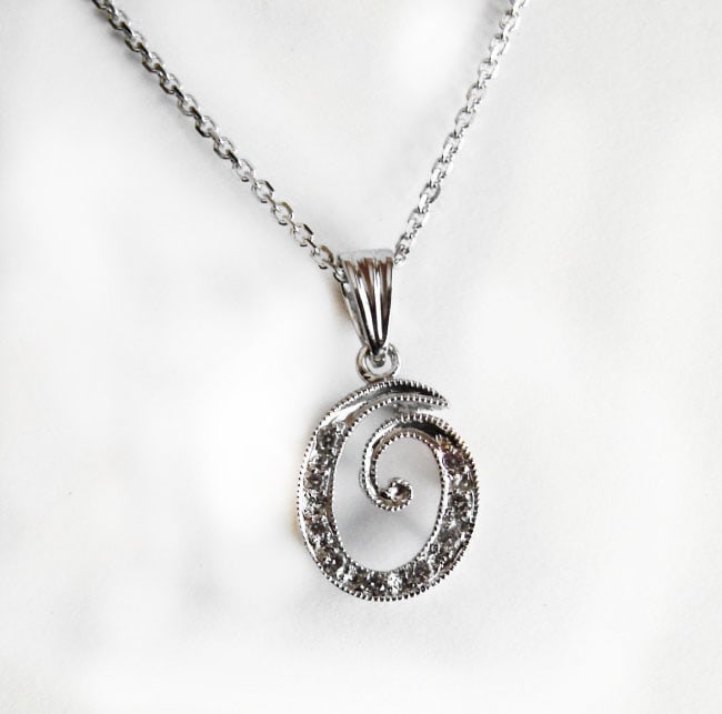 Initial Pendant 'O' Diamond .09Ct 14k W/g (1 of 3)