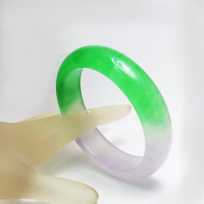 Translucent Solid Green/ Light Violet Chinese Jade - 3