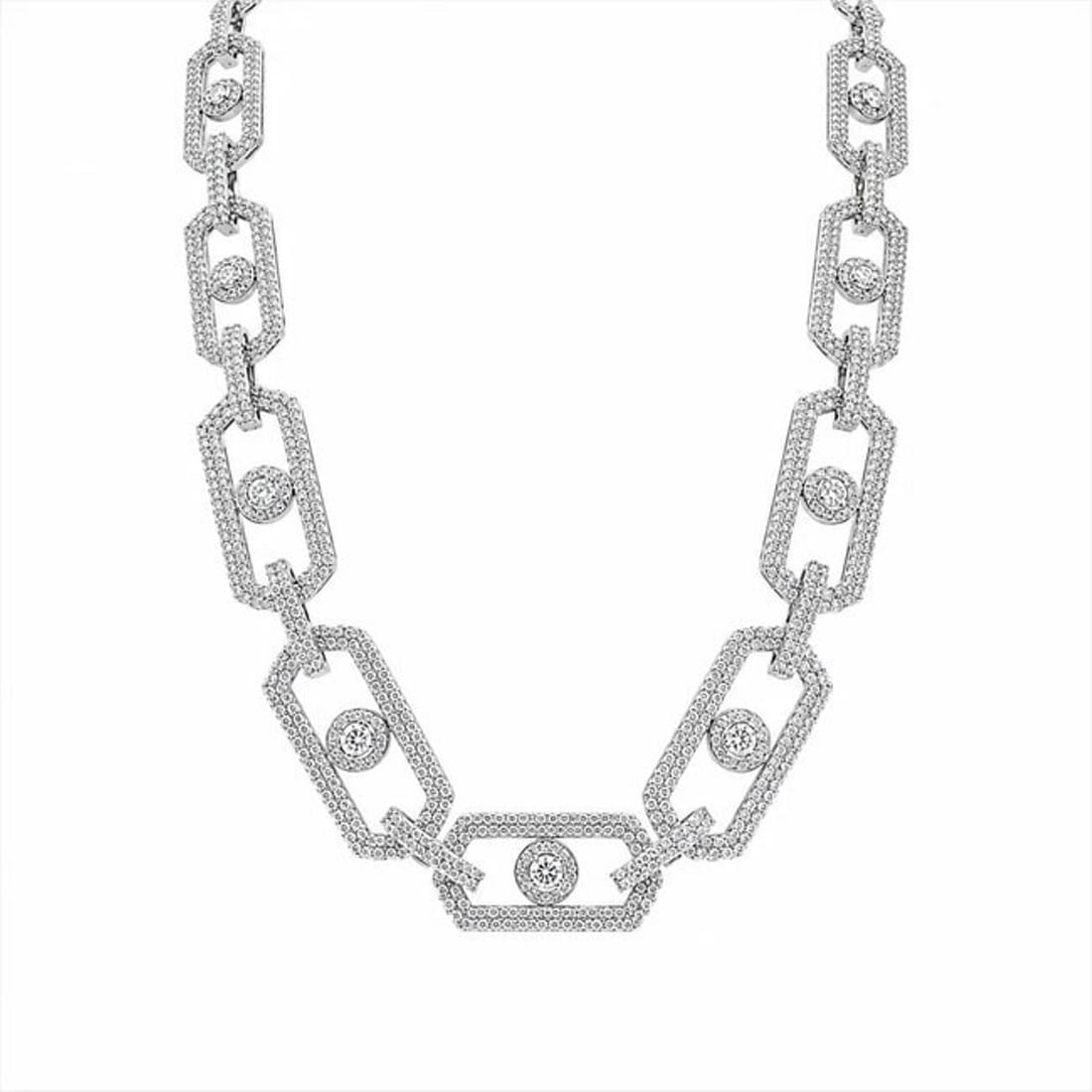 Luxury Rhodium-Plated Sterling Silver Moissanite Necklace