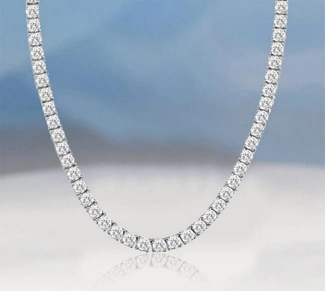 Moissanite Tennis Necklace 15.10Ct 18k W/g Overlay 925 (1 of 2)