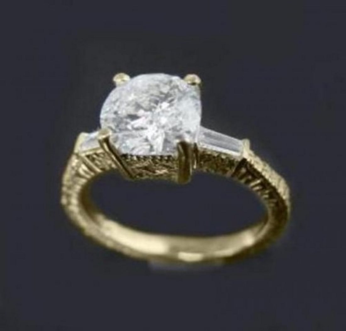 Anniversary Diamond Ring 1.65 Carat 14k Y/G: Gem Type: Natural Diamond Qty: 1 Condition: New Item: Ring (Size: 6.5) Band thickness: 2-3mm Total diamond weight: 1.65 carat round/baguette Center: 1.50 carat round brilliant (Clarity: I-1, Color: