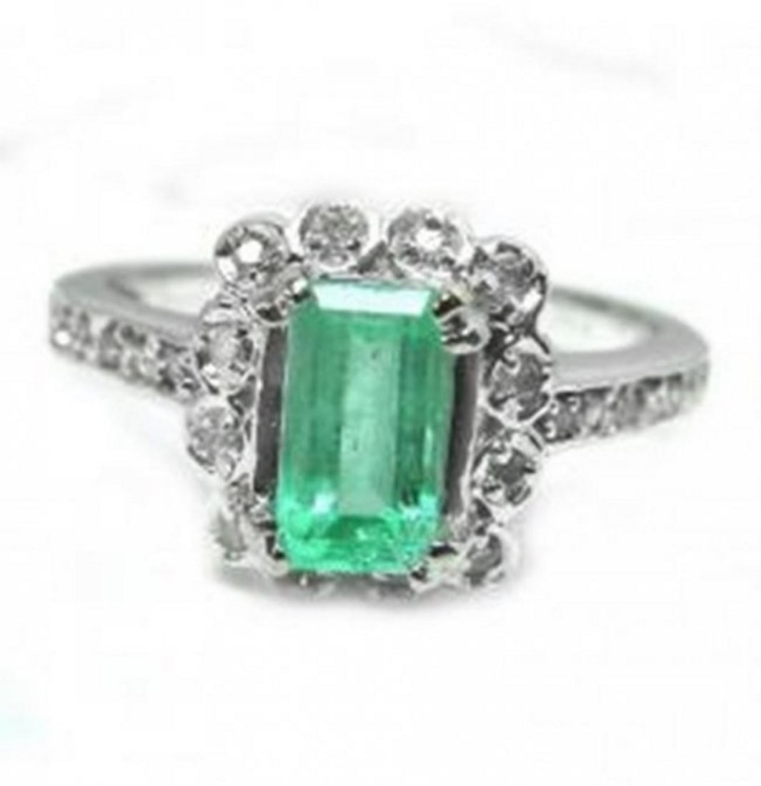 Emerald Diamond Ring 1.36Ct 14k W/g (1 of 4)