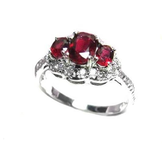 Ruby ring 1.10Ct & Diamond .20Ct 14K W/g - 3