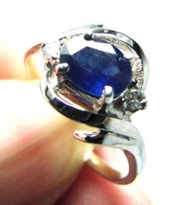 Anniversary Blue Sapphire Diamond Ring 1.36Ct 14k W/g (1 of 2)