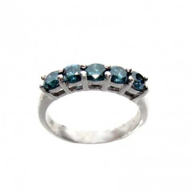 Blue Diamond Bend Ring 1.20 Carat 14k White Gold (1 of 4)