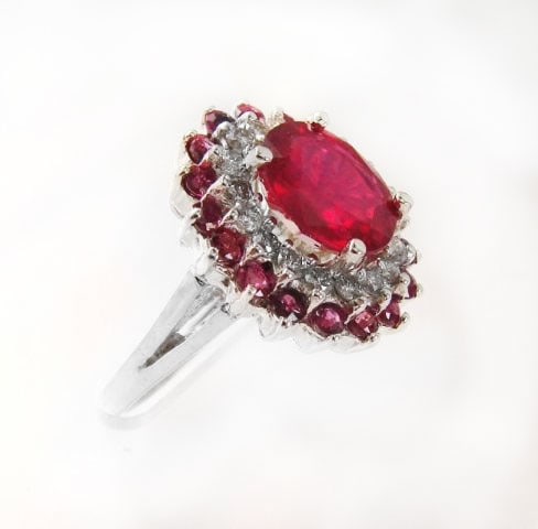 Ruby: 5.32 Diamond: .72CT Ring 14k White Gold - 3