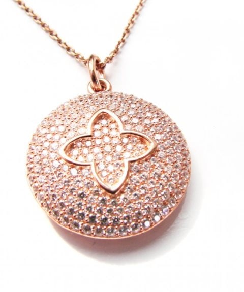 Creation Diamond Pendant 2.50ct 18k R/g Over: Diamond Creation Pendant High Quality Item Quantity: 1 Item : Pendant Light: 1" inch Stone: 2.50 carat (Clarity: VVS1, Color D-E) 18k Rose gold overlay of 925 silver 925 silver weight: 5 grams Color: