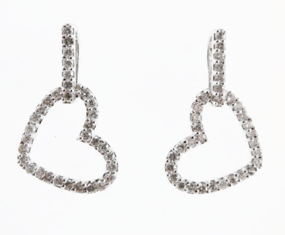 Heart Diamond Earrings .85 Carat 18k White Gold (1 of 5)