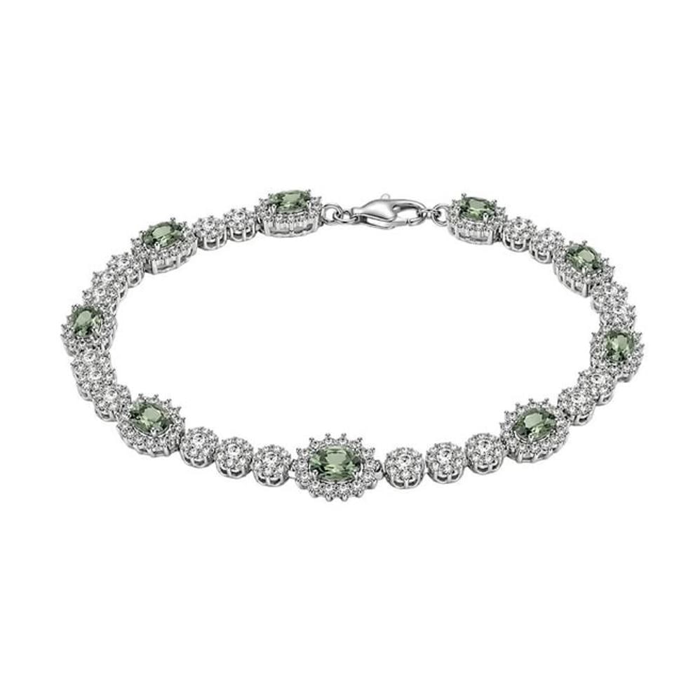 Luxury Sterling Silver Bracelet with Halo-Set Moissanite Stones (1 of 2)