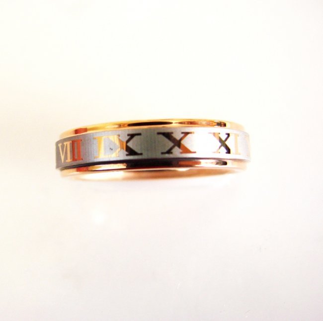 Tungsten Carbide Men Ring Two Tone 18k R/w Fill SZ 9: Tungsten Carbide Men Ring Design La done Number High Quality Item Hand made by Handicraft Two Tone-18k Gold Fill Overlay Rose and White-Weight:8.61 grams Size 9-Thickness 5 mm Estimated Value Price: $