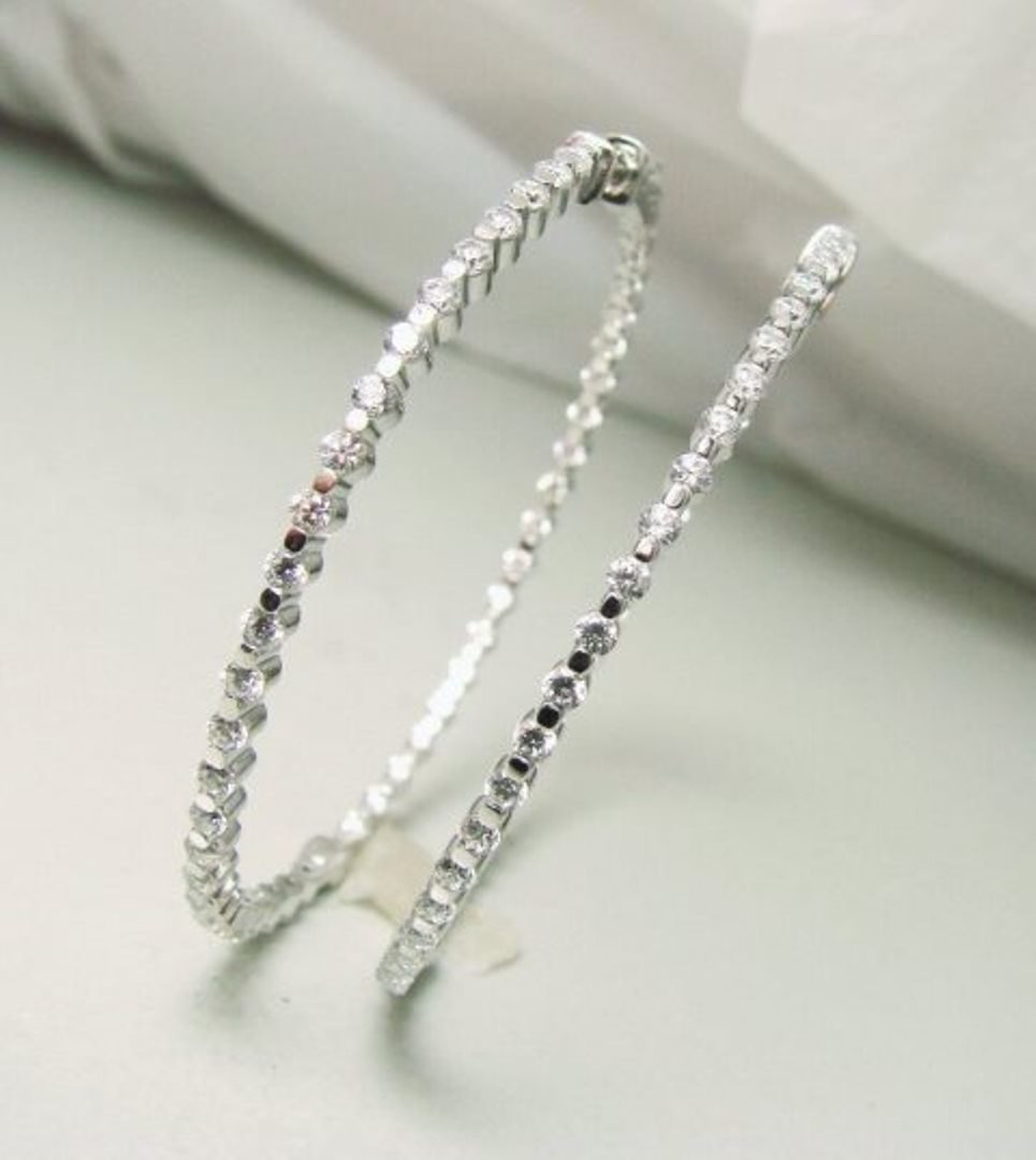Creation Diamond Hoop Earring 4.50Ct 18k W/g Overlay (1 of 4)