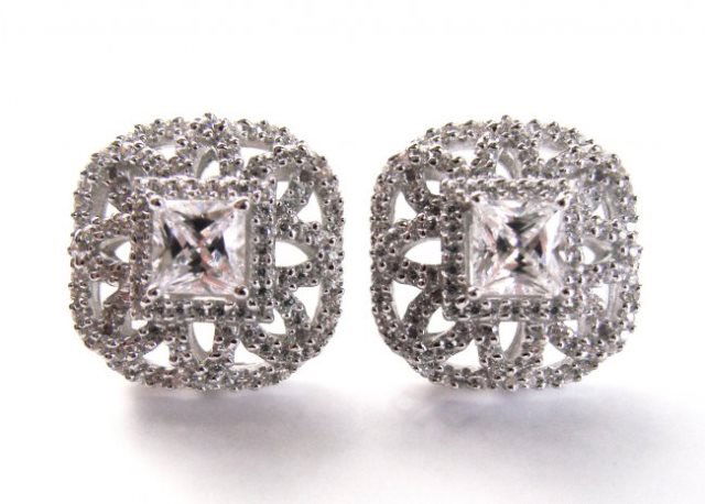 Earring Diamonds Creation 3.25ct 18k W/g Overlay (1 of 4)