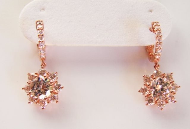 Earring Diamonds Creation 3.85ct 18k R/g Overlay (1 of 4)