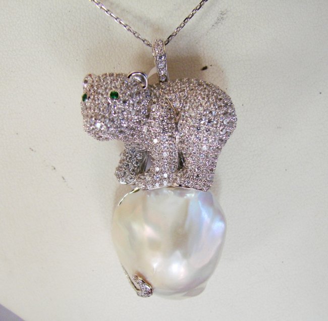 South Sea Pearl Baroque Creation Diamond 9.39Ct 18k W/g (1 of 5)