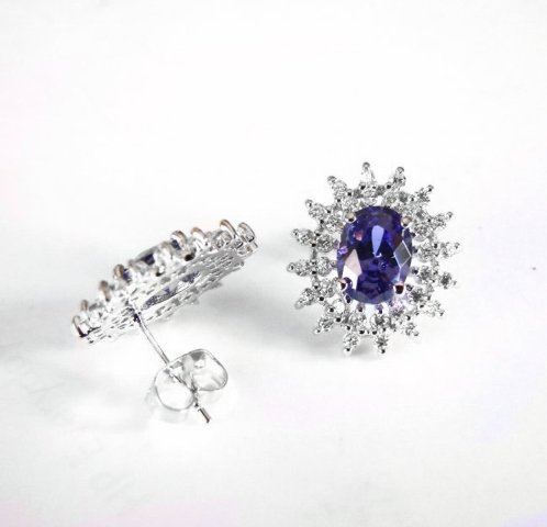 Creation Diamond/Tanzanit Earrings 3.25 CT 18k W/G Over (1 of 5)