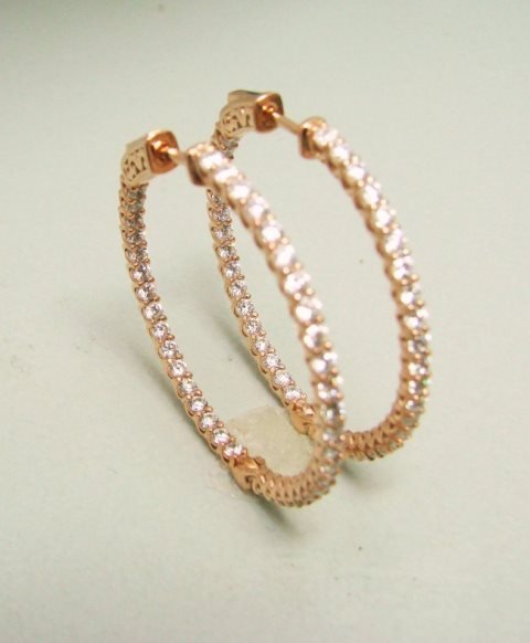 Creation Diamond Hoop Earring 5.46Ct 18k R/g Overlay (1 of 4)