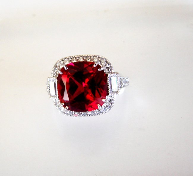 Creation Daimond Ruby Ring 7.61Ct 18k W/g Overlay (1 of 4)