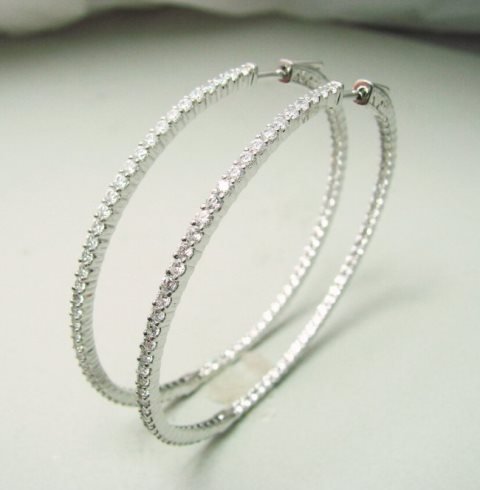 Creation Diamond Hoop Earring 2.35Ct 18k W/g Overlay (1 of 5)