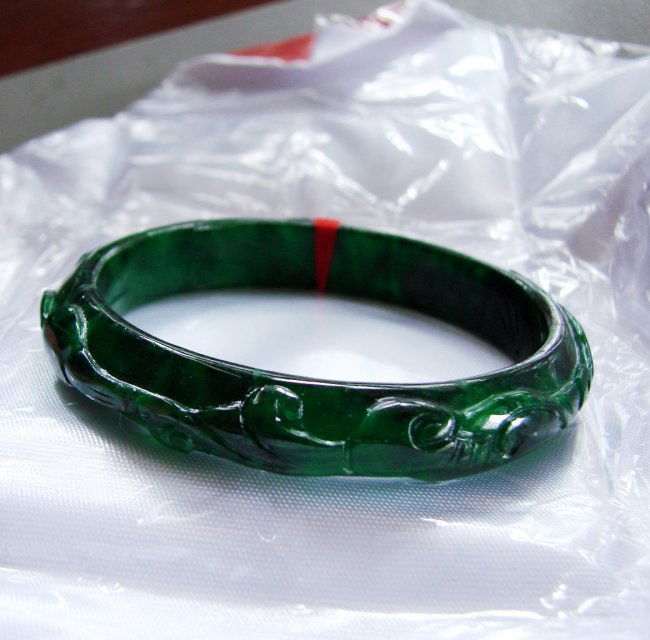 Natural Jade Carved Ruyi Imperial Bangle Grade A (1 of 6)