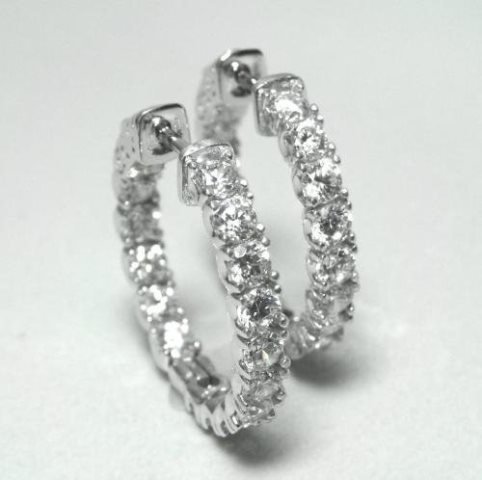 Creation Diamond Hoop Earrings 18k W/G Overlay (1 of 3)
