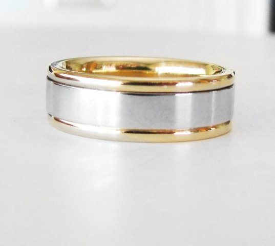Men Two-Tone Wedding Band 14K Y-W/g 7mm Wide (1 of 5)