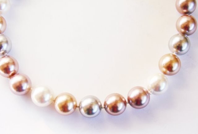 Necklace Multicolor Swarovski  Pearl 14mm SZ 17" (1 of 4)